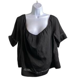 Otte New York Women's Black‎ Boho Peasant Blouse Size M/L Minimalist Coquette